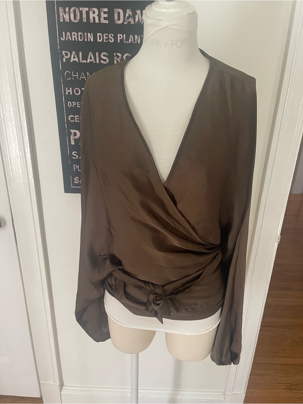 OAK+FORT Brown Wrap Blouse